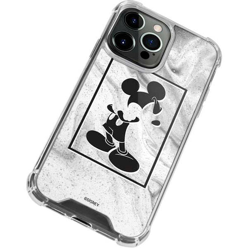 Disney Mickey Mouse Shape on Marble iPhone 14 Pro Clear Case